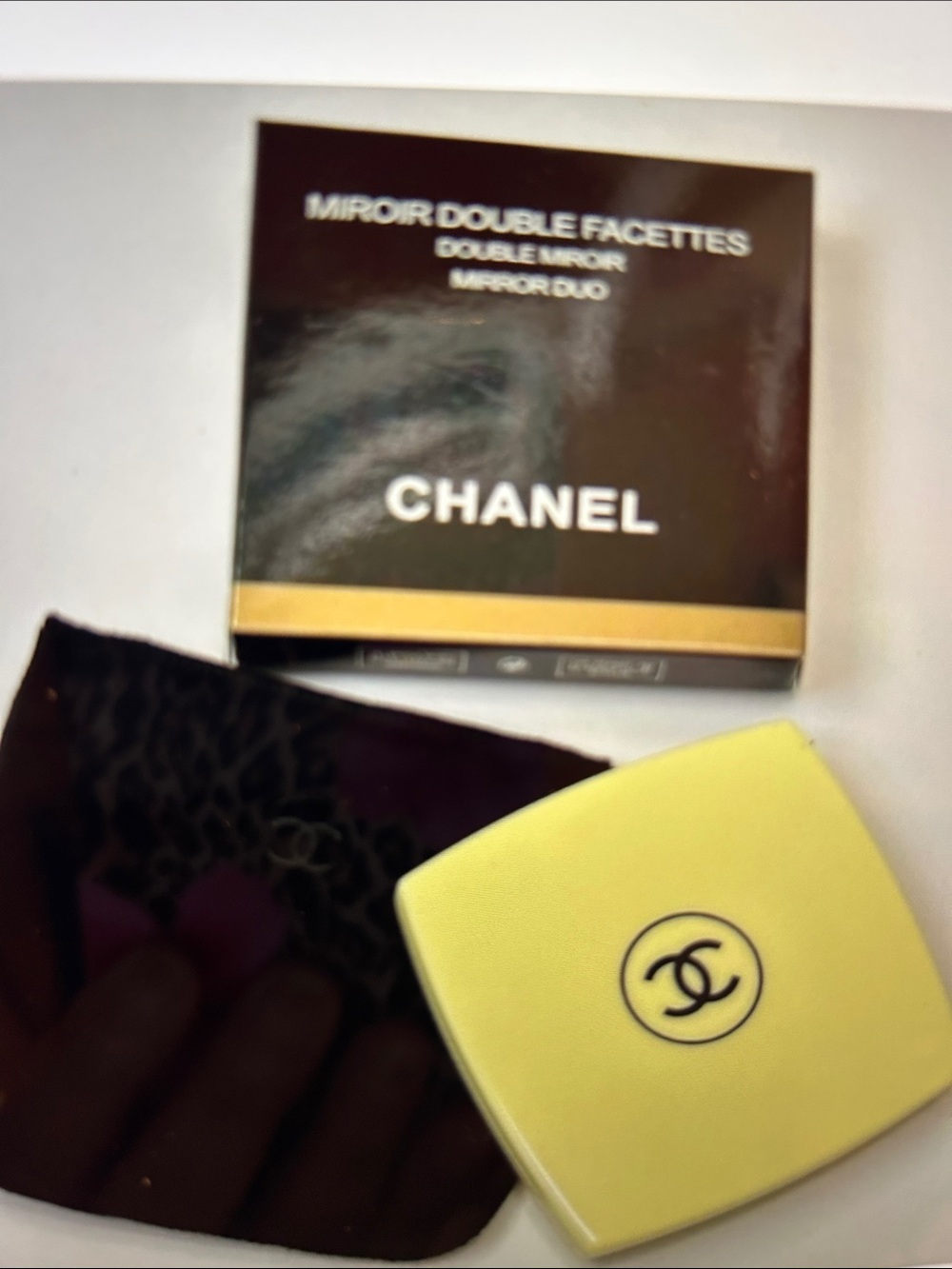 CHANEL Yellow Compact Double-Sided Mirror